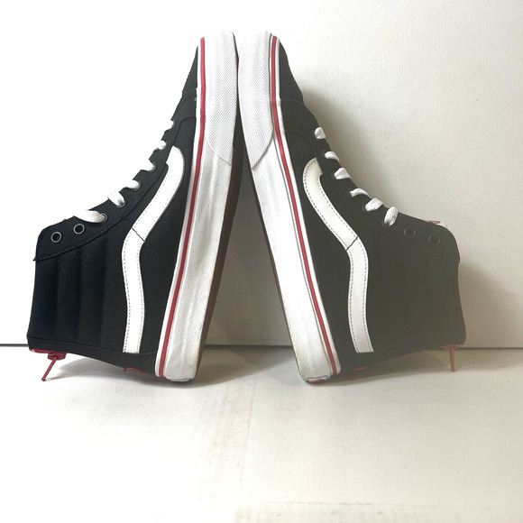 Vans SK8-Hi Sneakers Skate Women's 8.5 Lace Up Mens 7 Black Red Canvas Zip Heart - Picture 7 of 12